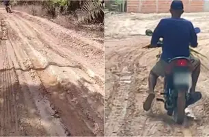 Moradores denunciam estrada intrafegável em Teresina (Foto: Conecta Piauí)