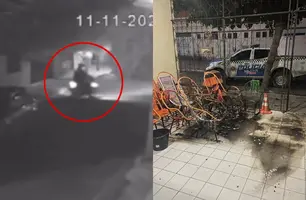 Motociclista ateia fogo em casa de ex-prefeito em Pio XI; câmera flagrou o crime (Foto: Reprodução)