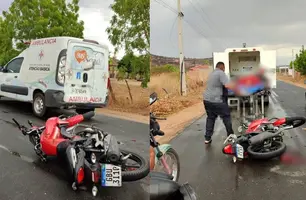 Motociclista sofre fratura exposta após colisão com ambulância em Massapê do Piauí (Foto: Reprodução)