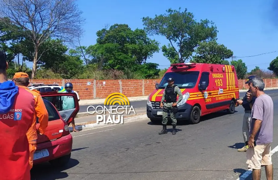 Mulher perde controle de carro e bate em poste na BR-316 em Teresina