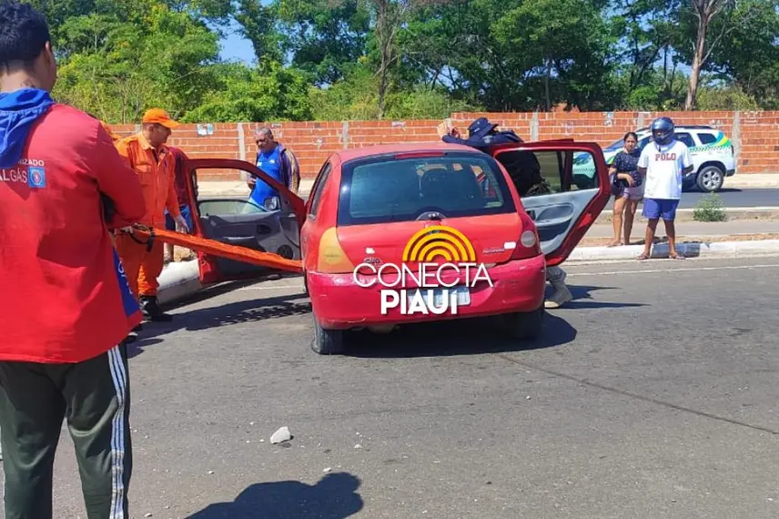 Mulher perde controle de carro e bate em poste na BR-316 em Teresina