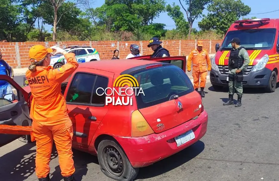 Mulher perde controle de carro e bate em poste na BR-316 em Teresina