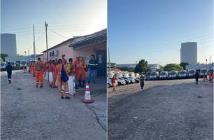 Trabalhadores de limpeza e coleta de lixo paralisam atividades em Teresina nesta segunda (Foto: Reprodução)