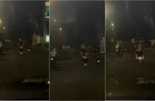 Trio é flagrado fazendo 'grau' e quase provoca acidente em Teresina (Foto: Reprodução)