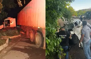 Colisão que deixou três mortos em Corrente pode ter sido causada por árvore caída (Foto: Reprodução/Polícia Civil)