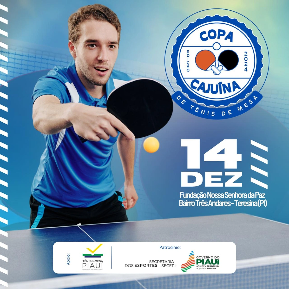 Copa Cajuína de Tênis de Mesa será realizada em Teresina