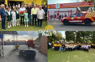 Governador visita obras no Corpo de Bombeiros e instituição Amare em Esperantina (Foto: Conecta Piauí)