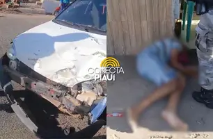 Homem fica ferido após acidente envolvendo carro e moto em Teresina (Foto: Reprodução)