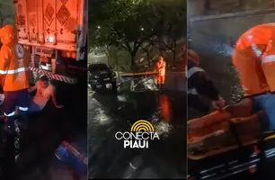 Motociclista bate na traseira de carreta e sofre fratura exposta no pé em Teresina (Foto: Repórter 12/Conecta Piauí)