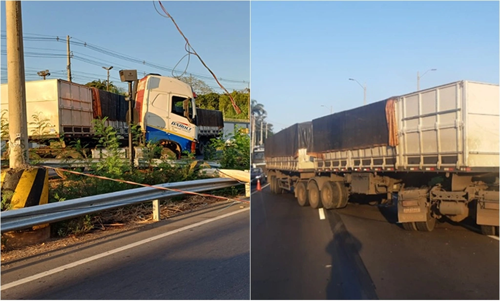 Motorista colide carreta em poste na BR-343 em Teresina; teste de alcoolemia confirma consumo de álcool