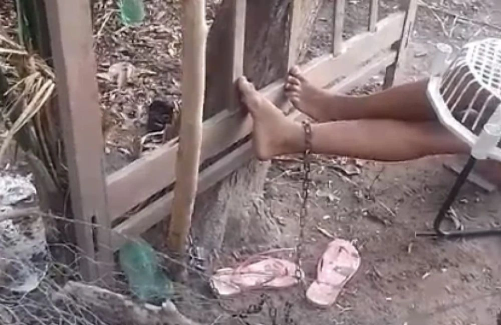 Mulher acorrentada em árvore no quintal de casa é resgatada no interior do Piauí