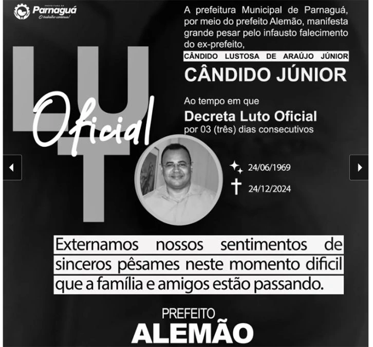 Nota do atual prefeito do munícipio