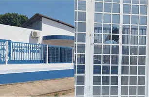 Paciente quebra porta de UBS em Timon a pedradas (Foto: Reprodução)