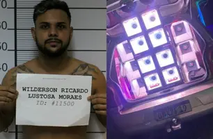 PM apreende carro com paredão de som em frente a batalhão em Teresina (Foto: Reprodução)