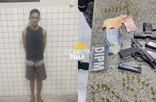 Suspeito de homicídio é preso com armas dentro de boca de fumo no litoral do Piauí (Foto: Divulgação/PMPI)