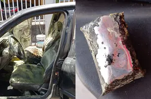 Bateria de celular pega fogo e incendeia carro em Barras (Foto: Reprodução)