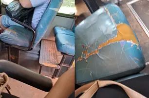 Condições precárias dos coletivos que realizam trajeto Altos-Teresina (Foto: Reprodução)