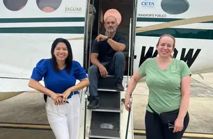 Érica Polo e Eduardo Frazão, acompanhados da Laura Aquino, da Investe Piauí (Foto: Reprodução)