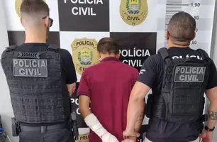 Homem preso pelos crimes de tráfico de drogas, porte ilegal e disparo de arma de fogo (Foto: Reprodução)
