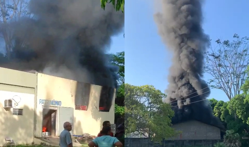Incêndio de grandes proporções atinge setor de patrimônio da Uespi em Teresina