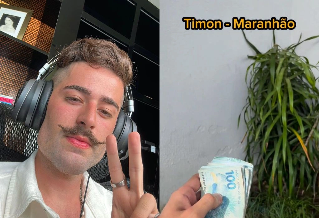 Influencer esconde dinheiro atrás de planta em Timon