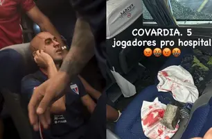 Jogadores ficam feridos após ataque a ônibus do Fortaleza (Foto: Reprodução/Redes sociais)