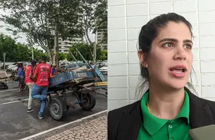 ‘Não tem diálogo’, diz Thanandra sobre manifestação dos carroceiros em Teresina (Foto: Naiane Feitosa/Conecta Piauí)