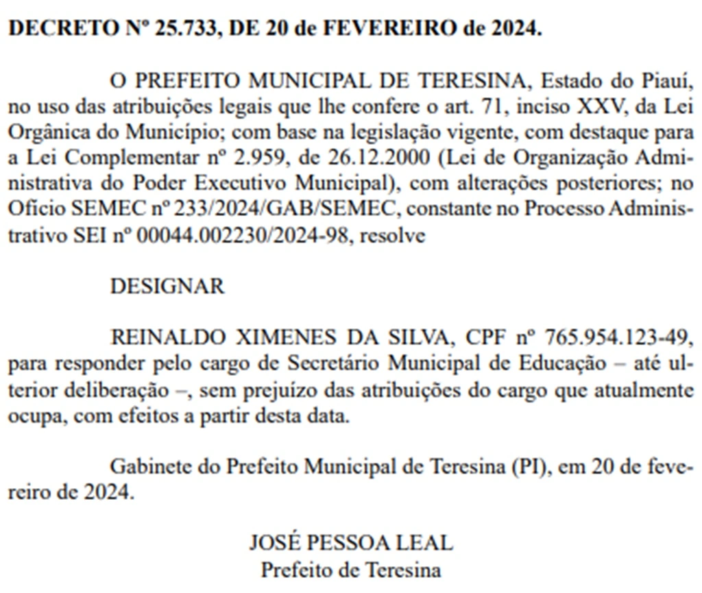 Nomeação de Ximenes