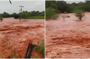 Riacho transborda em São João do Piauí (Foto: Reprodução)