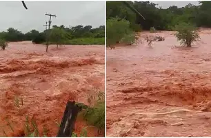 Riacho transborda em São João do Piauí (Foto: Reprodução)