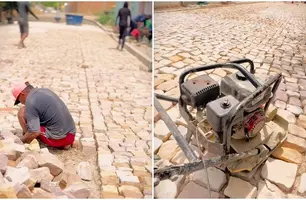Serviço de pavimentação no bairro Parque das Estrelas (Foto: Reprodução)