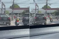Vídeo flagra momento em que motoqueiro quebra vidro de carro em Teresina