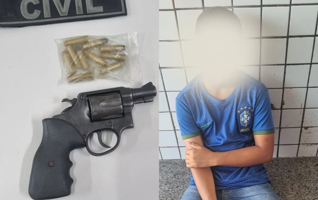 Adolescente e arma apreendidos na ação da Polícia Civil