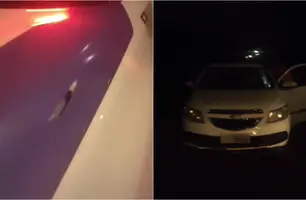 Bandidos trocam tiros com policiais durante assalto de veículo em Teresina (Foto: Reprodução)