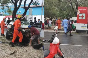 Carro da Secretaria de Saúde de Ilha Grande fica destruído em acidente em Parnaíba (Foto: Reprodução)