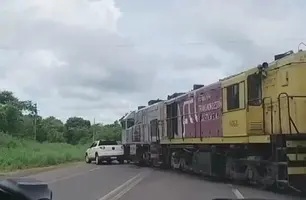 Carro é atingido por trem ao tentar atravessar linha férrea na BR-343 em Teresina (Foto: Reprodução)