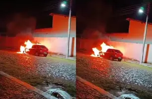 Carro em chamas (Foto: Reprodução/Redes Sociais)