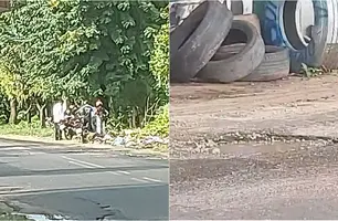 Casal cai em buraco na zona Norte de Teresina (Foto: Reprodução)