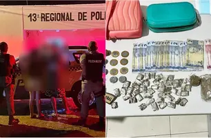 Casal preso e drogas apreendidas (Foto: Reprodução)