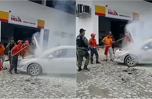 Chamas foram contidas por frentistas e policiais militares (Foto: Reprodução)