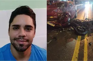 Colisão entre moto e carro (Foto: Reprodução)