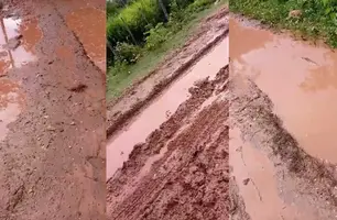 Estrada intrafegável de povoado em Teresina gera transtornos para os moradores (Foto: Reprodução)