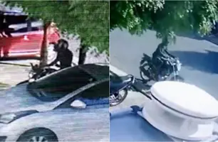 Homem é flagrado por câmera de segurança (Foto: Reprodução)