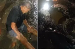 Idoso sofre acidente ao cair em buraco em avenida de Teresina (Foto: Reprodução)