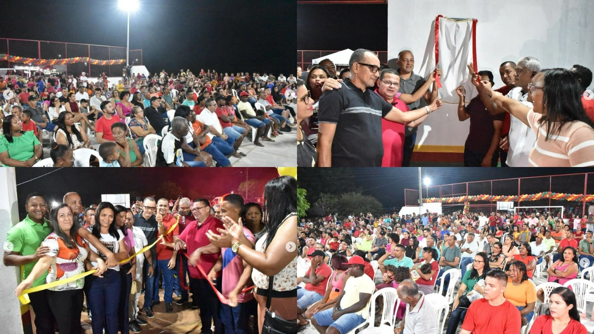 Inauguração de quadra poliesportiva movimenta população de Santa Rosa do Piauí