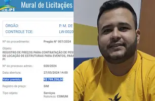 Prefeitura de Lagoa do Piauí vai licitar quase R$ 800 mil em estrutura para eventos (Foto: Reprodução)