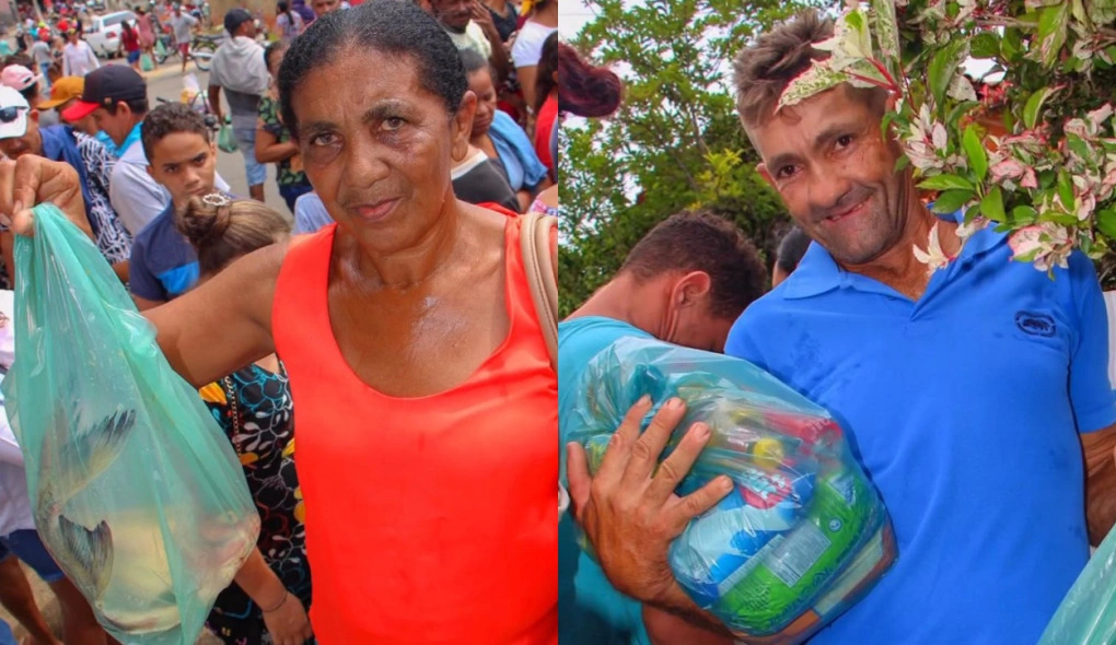 Prefeitura de Novo Santo Antônio distribui peixes e cestas básicas para população