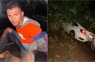 Suspeito foi preso após perder controle de carro roubado (Foto: Reprodução)
