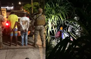 Suspeitos de assalto são pegos após cairem em barranco durante fuga em Teresina (Foto: Reprodução)