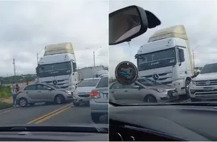 Acidente no viaduto do Mercado do Peixe (Foto: Reprodução)